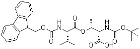 structure of CAS# 887707-95-1, N-[叔丁氧羰基]-O-[N-[芴甲氧羰基]-L-缬氨酰]-L-苏氨酸