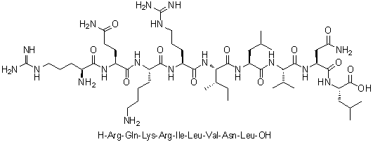 CAS # 887769-33-7, L-Arginyl-L-glutaminyl-L-lysyl-L-arginyl-L-isoleucyl-L-leucyl-L-valyl-L-asparaginyl-L-leucine