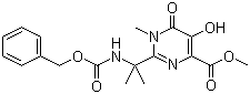 structure of CAS# 888504-27-6, 1,6-二氢-5-羟基-1-甲基-2-[1-甲基-1-[(苄氧基羰基)氨基]乙基]-6-氧代-4-嘧啶甲酸甲酯