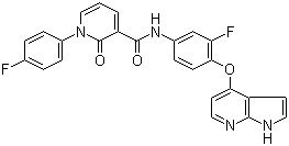 CAS # 888719-03-7, 1-(4-Fluorophenyl)-N-[3-fluoro-4-(1H-pyrrolo[2,3-b]pyridin-4-yloxy)phenyl]-1,2-dihydro-2-oxo-3-pyridinecarboxamide