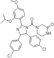 CAS # 890090-75-2, 4-[[4,5-Bis(4-chlorophenyl)-4,5-dihydro-2-[4-methoxy-2-(1-methylethoxy)phenyl]-1H-imidazol-1-yl]carbonyl]-2-piperazinone
