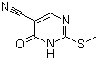 CAS # 89487-99-0, 5-Cyano-3,4-dihydro-2-methylthiopyrimidin-4-one, 4-Hydroxy-2-[methylthio]pyrimidine-5-carbonitrile, 4-Hydroxy-2-methylsulfanylpyrimidine-5-carbonitrile