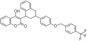 CAS # 90035-08-8, Flocoumafen, 4-Hydroxy-3-(1,2,3,4-tetrahydro-3-(4-(4-trifluoromethylbenzyloxy)phenyl)-1-naphthyl)coumarin