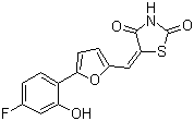 CAS # 900515-16-4, AS 252424, 5-[[5-(4-Fluoro-2-hydroxyphenyl)-2-furanyl]methylene]-2,4-thiazolidinedione