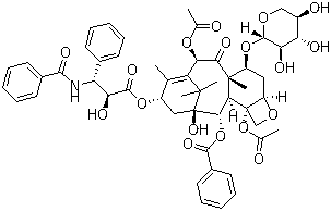 CAS # 90332-66-4, 7-Xylosyltaxol, 7-Xylosylpaclitaxel, Taxol-7-xyloside,  (alphaR,betaS)-beta-(Benzoylamino)-alpha-hydroxybenzenepropanoic acid (2aR,4S,4aS,6R,9S,11S,12S,12aR,12bS)-6,12b-bis(acetyloxy)-12-(benzoyloxy)-2a,3,4,4a,5,6,9,10,11,12,12a,12b-dodecahydro-11-hydroxy-4a,8,13,13-tetramethyl-5-oxo-4-(D-xylopyranosyloxy)-7,11-methano-1H-cyclodeca[3,4]benz[1,2-b]oxet-9-yl ester