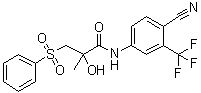 N-[4-氰基-3-(三氟甲基)苯基]-2-羟基-2-甲基-3-(苯磺酰基)丙酰胺分子结构 (CAS 90357-05-4)