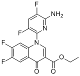 structure of CAS# 906088-96-8, Ethyl 1-(6-amino-3,5-difluoropyridin-2-yl)-6,7-difluoro-4-oxo-1,4-dihydroquinoline-3-carboxylate
