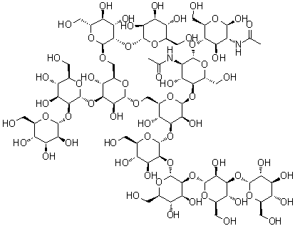 CAS # 906471-35-0, O-alpha-D-Glucopyranosyl-(1→3)-[O-alpha-D-mannopyranosyl-(1→2)]2-O-alpha-D-mannopyranosyl-(1→3)-O-[O-alpha-D-mannopyranosyl-(1→2)-O-alpha-D-mannopyranosyl-(1→3)-O-[O-alpha-D-mannopyranosyl-(1→2)-alpha-D-mannopyranosyl-(1→6)]-alpha-D-mannopyranosyl-(1→6)]-O-beta-D-mannopyranosyl-(1→4)-O-2-(acetylamino)-2-deoxy-beta-D-glucopyranosyl-(1→4)-2-(acetylamino)-2-deoxy-beta-D-glucopyranose
