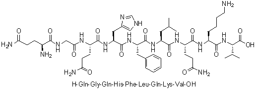 CAS 登录号：907625-67-6, L-谷氨酰胺酰甘氨酰-L-谷氨酰胺酰-L-组氨酰-L-苯丙氨酰-L-亮氨酰-L-谷氨酰胺酰-L-赖氨酰-L-缬氨酸