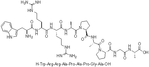 CAS 登录号：907625-69-8, L-色氨酰-L-精氨酰-L-精氨酰-L-丙氨酰-L-脯氨酰-L-丙氨酰-L-脯氨酰甘氨酰-L-丙氨酸