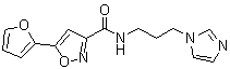 structure of CAS# 909089-13-0, 5-(2-呋喃基)-N-[3-(1H-咪唑-1-基)丙基]-3-异恶唑甲酰胺