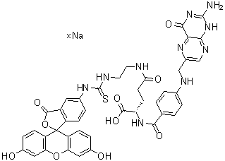 CAS 登录号：910661-33-5, 5-[[[[2-[[(4S)-4-[[4-[[(2-氨基-1,4-二氢-4-氧代-6-蝶啶基)甲基]氨基]苯甲酰基]氨基]-4-羧基-1-氧代丁基]氨基]乙基]氨基]硫代甲酰]氨基]-2-(6-羟基-3-氧代-3H-氧杂蒽-9-基)苯甲酸钠盐
