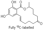 CAS # 911392-43-3, (3S,11E)-3,4,5,6,9,10-Hexahydro-14,16-dihydroxy-3-(methyl-<sup>13</sup>C)-1H-2-benzoxacyclotetradecin-1,7(8H)-dione-<sup>13</sup>C<sub>17</sub>