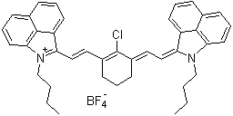 CAS # 913633-67-7, 1-Butyl-2-(2-[3-[2-(1-butyl-1H-benzo[cd]indol-2-ylidene)ethylidene]-2-chloro-cyclohex-1-enyl]vinyl)benzo[cd]indolium tetrafluoroborate