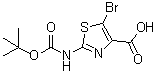 structure of CAS# 914347-09-4, 5-溴-2-[[叔丁氧羰基]氨基]-4-噻唑羧酸