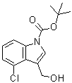 structure of CAS# 914349-01-2, 4-Chloro-3-(hydroxymethyl)-1H-indole-1-carboxylic acid 1,1-dimethylethyl ester