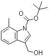 structure of CAS# 914349-10-3, 3-(Hydroxymethyl)-7-methyl-1H-indole-1-carboxylic acid 1,1-dimethylethyl ester