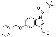 structure of CAS# 914349-14-7, 3-(Hydroxymethyl)-5-(phenylmethoxy)-1H-indole-1-carboxylic acid 1,1-dimethylethyl ester