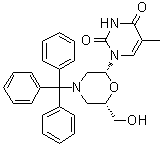 structure of CAS# 914361-76-5, 1-[(2R,6S)-6-(羟基甲基)-4-(三苯基甲基)-2-吗啉基]-5-甲基-2,4(1H,3H)-嘧啶二酮