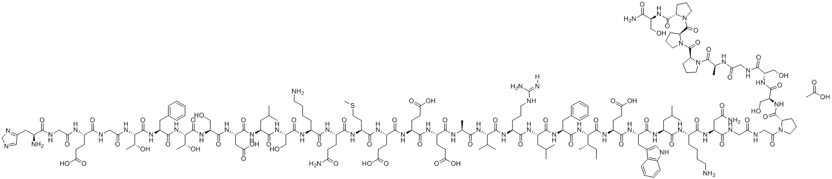 CAS # 914454-01-6, Exendin-4 (Acetate), acetic acid,(4S)-5-[[2-[[(1S,2R)-1-[[(1S)-2-[[(1S,2R)-1-[[(1S)-2-[[(1S)-2-[[(1S)-1-[[(1S)-2-[[(1S)-5-amino-1-[[(1S)-4-amino-1-[[(1S)-1-[[(1S)-1-[[(1S)-1-[[(1S)-1-[[(1S)-2-[[(1S)-1-[[(1S)-1-[[(1S)-1-[[(1S)-2-[[(1S,2S)-1-[[(1S)-1-[[(1S)-2-[[(1S)-1-[[(1S)-5-amino-1-[[(1S)-3-amino-1-[[2-[[2-[(2S)-2-[[(1S)-2-[[(1S)-2-[[2-[[(1S)-2-[(2S)-2-[(2S)-2-[(2S)-2-[[(1S)-2-amino-1-(hydroxymethyl)-2-oxo-ethyl]carbamoyl]pyrrolidine-1-carbonyl]pyrrolidine-1-carbonyl]pyrrolidin-1-yl]-1-methyl-2-oxo-ethyl]amino]-2-oxo-ethyl]amino]-1-(hydroxymethyl)-2-oxo-ethyl]amino]-1-(hydroxymethyl)-2-oxo-ethyl]carbamoyl]pyrrolidin-1-yl]-2-oxo-ethyl]amino]-2-oxo-ethyl]carbamoyl]-3-oxo-propyl]carbamoyl]pentyl]carbamoyl]-3-methyl-butyl]amino]-1-(1H-indol-3-ylmethyl)-2-oxo-ethyl]carbamoyl]-3-carboxy-propyl]carbamoyl]-2-methyl-butyl]amino]-1-benzyl-2-oxo-ethyl]carbamoyl]-3-methyl-butyl]carbamoyl]-4-guanidino-butyl]carbamoyl]-2-methyl-propyl]amino]-1-methyl-2-oxo-ethyl]carbamoyl]-3-carboxy-propyl]carbamoyl]-3-carboxy-propyl]carbamoyl]-3-carboxy-propyl]carbamoyl]-3-methylsulfanyl-propyl]carbamoyl]-4-oxo-butyl]carbamoyl]pentyl]amino]-1-(hydroxymethyl)-2-oxo-ethyl]carbamoyl]-3-methyl-butyl]amino]-1-(carboxymethyl)-2-oxo-ethyl]amino]-1-(hydroxymethyl)-2-oxo-ethyl]carbamoyl]-2-hydroxy-propyl]amino]-1-benzyl-2-oxo-ethyl]carbamoyl]-2-hydroxy-propyl]amino]-2-oxo-ethyl]amino]-4-[[2-[[(2S)-2-amino-3-(1H-imidazol-5-yl)propanoyl]amino]acetyl]amino]-5-oxo-pentanoic acid