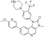 CAS # 915020-55-2, 8-(6-Methoxypyridin-3-yl)-3-methyl-1-[4-(piperazin-1-yl)-3-trifluoromethylphenyl]-1,3-dihydroimidazo[4,5-c]quinolin-2-one