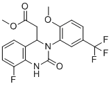 structure of CAS# 917389-21-0, 甲基{8-氟-3-[2-甲氧基-5-(三氟甲基)苯基]-2-氧代-1,2,3,4-四氢-4-喹唑啉基}乙酸酯