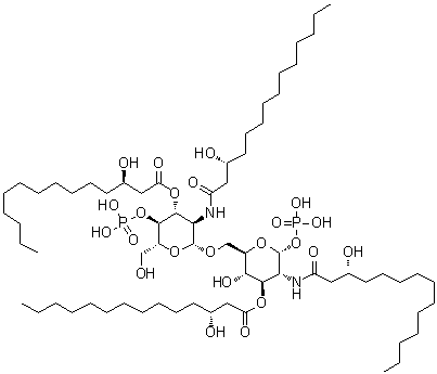 CAS # 91841-27-9, Lipid A 406, 2-Deoxy-6-O-[2-deoxy-3-O-[(3R)-3-hydroxy-1-oxotetradecyl]-2-[[(3R)-3-hydroxy-1-oxotetradecyl]amino]-4-O-phosphono-beta-D-glucopyranosyl]-2-[[(3R)-3-hydroxy-1-oxotetradecyl]amino]-alpha-D-glucopyranose 1-(dihydrogen phosphate) 3-[(3R)-3-hydroxytetradecanoate], Compound 406, Glycophospholipids, lipid IV A, LA 14PP