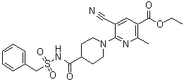 structure of CAS# 919351-41-0, 6-[4-[[(Benzylsulfonyl)amino]carbonyl]piperidin-1-yl]-5-cyano-2-methylnicotinic acid ethyl ester