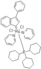 structure of CAS# 920278-29-1, (OC-6-13)-(3-苯基-1H-茚-1-亚基)双(吡啶)(三环己基膦)二氯化钌