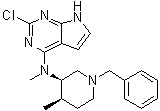 CAS # 923036-25-3, 2-Chloro-N-methyl-N-[(3R,4R)-4-methyl-1-(phenylmethyl)-3-piperidinyl]-7H-pyrrolo[2,3-d]pyrimidin-4-amine