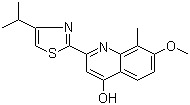 structure of CAS# 923289-21-8, 2-(4-异丙基噻唑-2-基)-7-甲氧基-8-甲基喹啉-4-醇