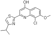 structure of CAS# 923289-39-8, 8-氯-7-甲氧基-2-(4-异丙基噻唑-2-基)-4-喹啉醇