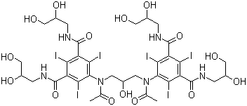 CAS # 92339-11-2, Iodixanol, 5,5'-((2-Hydroxy-1,3-propanediyl)bis(acetylimino))bis(N,N'-bis(2,3-dihydroxypropyl)-2,4,6-triiodo-1,3-benzenedicarboxamide