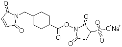 CAS # 92921-24-9, Sulphosuccinimidyl-4-(N-maleimidomethyl)cyclohexane-1-carboxylate sodium salt, 4-[(2,5-Dihydro-2,5-dioxo-1H-pyrrol-1-yl)methyl]-Cyclohexanecarboxylic acid 2,5-dioxo-3-sulfo-1-pyrrolidinyl ester sodium salt (1:1)