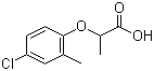 CAS # 93-65-2, 2-(4-Chloro-2-methylphenoxy)propanoic acid, 2-(4-Chloro-o-tolyloxy)propionic acid