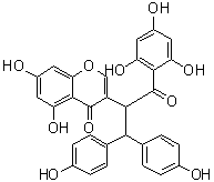 CAS # 93413-00-4, Chamaechromone, (+)-3-[1-[Bis(4-hydroxyphenyl)methyl]-2-oxo-2-(2,4,6-trihydroxyphenyl)ethyl]-5,7-dihydroxy-4H-1-benzopyran-4-one