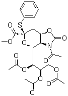 structure of CAS# 934591-76-1, (3aR,4R,6R,7aS)-3-Acetylhexahydro-2-oxo-6-(phenylthio)-4-[(1S,2R)-1,2,3-tris(acetyloxy)propyl]-4H-pyrano[3,4-d]oxazole-6-carboxylic acid methyl ester