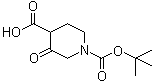 CAS # 936497-91-5, 1-(tert-Butoxycarbonyl)-3-oxopiperidine-4-carboxylic acid, 3-Oxo-1,4-piperidinedicarboxylic acid 1-(1,1-dimethylethyl) ester