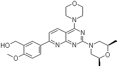 CAS # 938440-64-3, KU-0063794, 5-[2-[(2R,6S)-2,6-Dimethyl-4-morpholinyl]-4-(4-morpholinyl)pyrido[2,3-d]pyrimidin-7-yl]-2-methoxybenzenemethanol