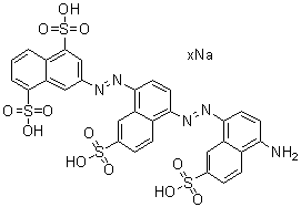 CAS 登录号：93858-03-8, 3-[[4-[(4-氨基-7-磺基-1-萘基)偶氮]-7-磺基-1-萘基]偶氮]-1,5-萘二磺酸钠盐