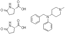 CAS # 93966-41-7, 1-Methyl-N-phenyl-N-(phenylmethyl)-4-piperidinamine compd. with 5-oxo-L-proline (1:2)