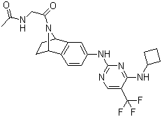 CAS # 942490-07-5, N-[2-[6-[[4-(Cyclobutylamino)-5-(trifluoromethyl)-2-pyrimidinyl]amino]-1,2,3,4-tetrahydronaphthalen-1,4-imin-9-yl]-2-oxoethyl]acetamide