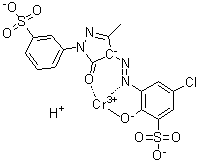 CAS # 94276-67-2, [5-Chloro-3-[[4,5-dihydro-3-methyl-5-oxo-1-(3-sulfophenyl)-1H-pyrazol-4-yl]azo]-2-hydroxybenzenesulfonato(4-)]-chromate(1-) hydrogen