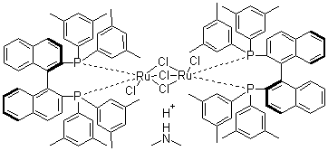 CAS # 944451-08-5, Dimethylammonium dichlorotri(mu-chloro)bis[(R)-(+)-2,2'-bis[di(3,5-xylyl)phosphino]-1,1'-binaphthyl]diruthenate(II)