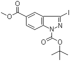 structure of CAS# 944904-57-8, 3-碘-1H-吲唑-1,5-二羧酸 1-叔丁酯 5-甲酯