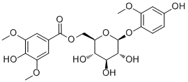 CAS 登录号：945259-61-0, 4'-羟基-2'-甲氧基苯酚 1-O-beta-D-(6-O-紫丁香酰)吡喃葡萄糖苷