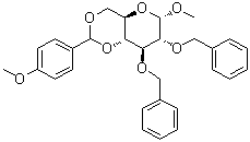 Methyl 4,6-O-[(4-methoxyphenyl)methylene]-2,3-bis-O-(phenylmethyl)-alpha-D-glucopyranoside molecular structure (CAS 94902-60-0)