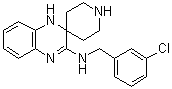 structure of CAS# 950455-15-9, N-[(3-Chlorophenyl)methyl]-spiro[piperidine-4,2'(1'H)-quinoxalin]-3'-amine