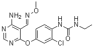 structure of CAS# 951151-97-6, N-[4-[[6-氨基-5-[(甲氧基亚胺基)甲基]-4-嘧啶基]氧基]-2-氯苯基]-N'-乙基脲