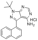 CAS # 956025-47-1, 1-Naphthyl PP1 hydrochloride, 1-tert-butyl-3-naphthalen-1-ylpyrazolo[3,4-d]pyrimidin-4-amine,hydrochloride